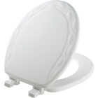 Mayfair Round Closed Front Designer Sculptured Ivy White Wood Toilet Seat Image 1