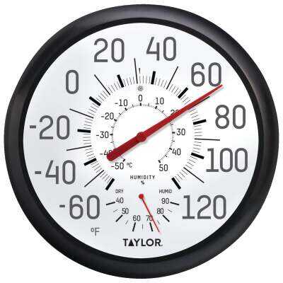 Taylor Fahrenheit & Celsius Analog -60 To 120 F, -50 to 50 C Hygrometer & Thermometer